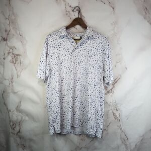 Jack Nicklaus Shirt Mens Large Polo White Pattern Short Sleeve Eco Choice Palm